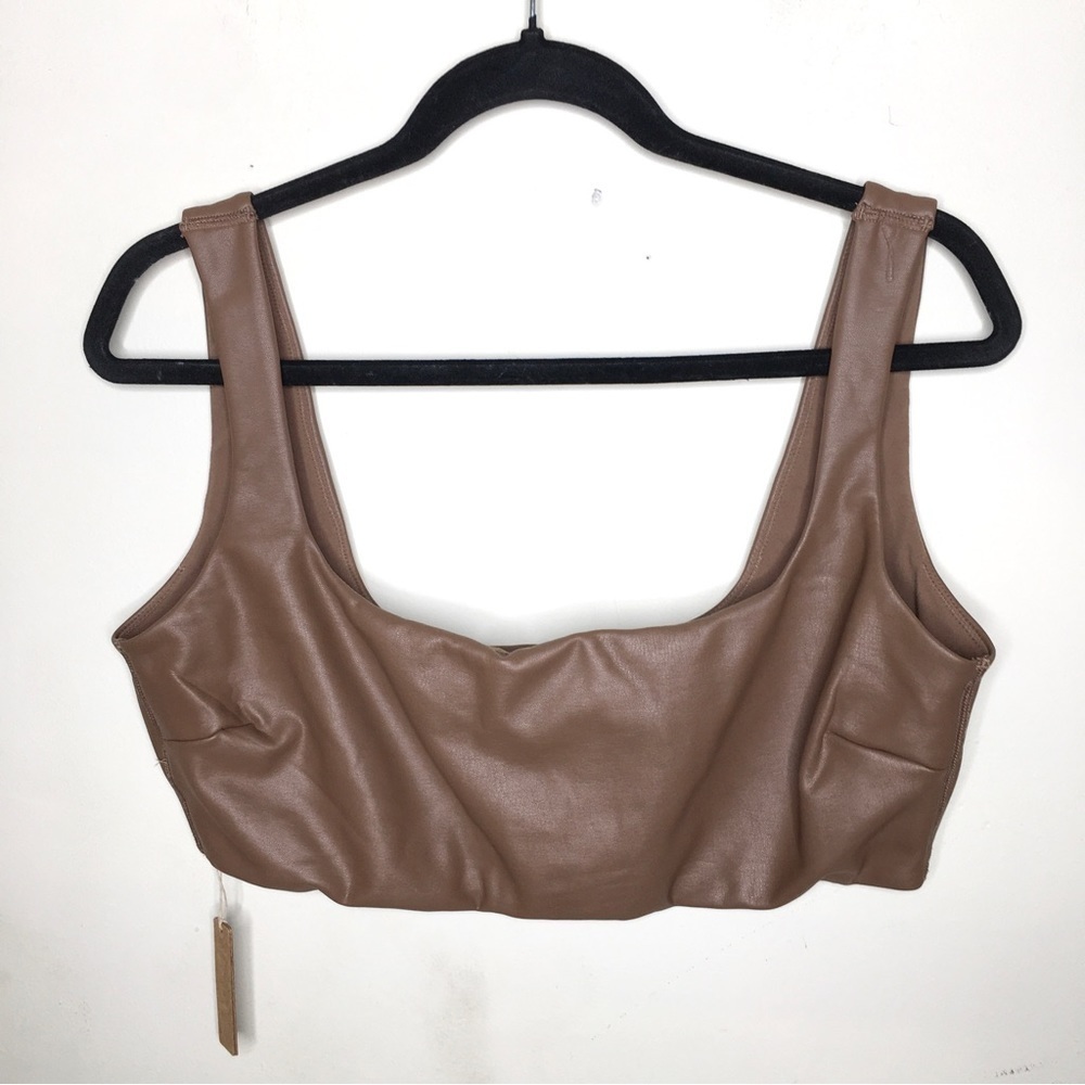 NWT SKIMS Faux Leather Bralette Jasper‎ 2X - Picture 4 of 14